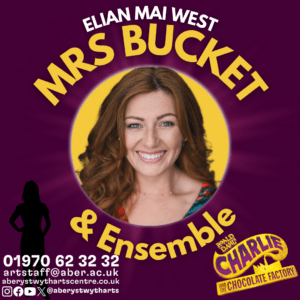 Elian Mai West as Mrs Bucket and Ensemble, a woman on a yellow and purple background