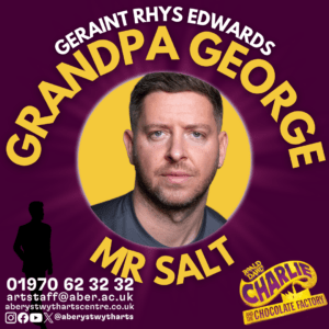 Geraint Rhys Edwards is Grandpa George and Mr Salt, a man with a yellow and purple background
